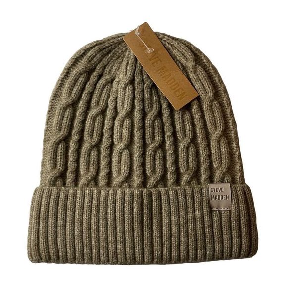 Steve Madden Accessories - STEVE MADDEN NWT cable knit khaki hat granolagirl outdoor cozy NEW‎